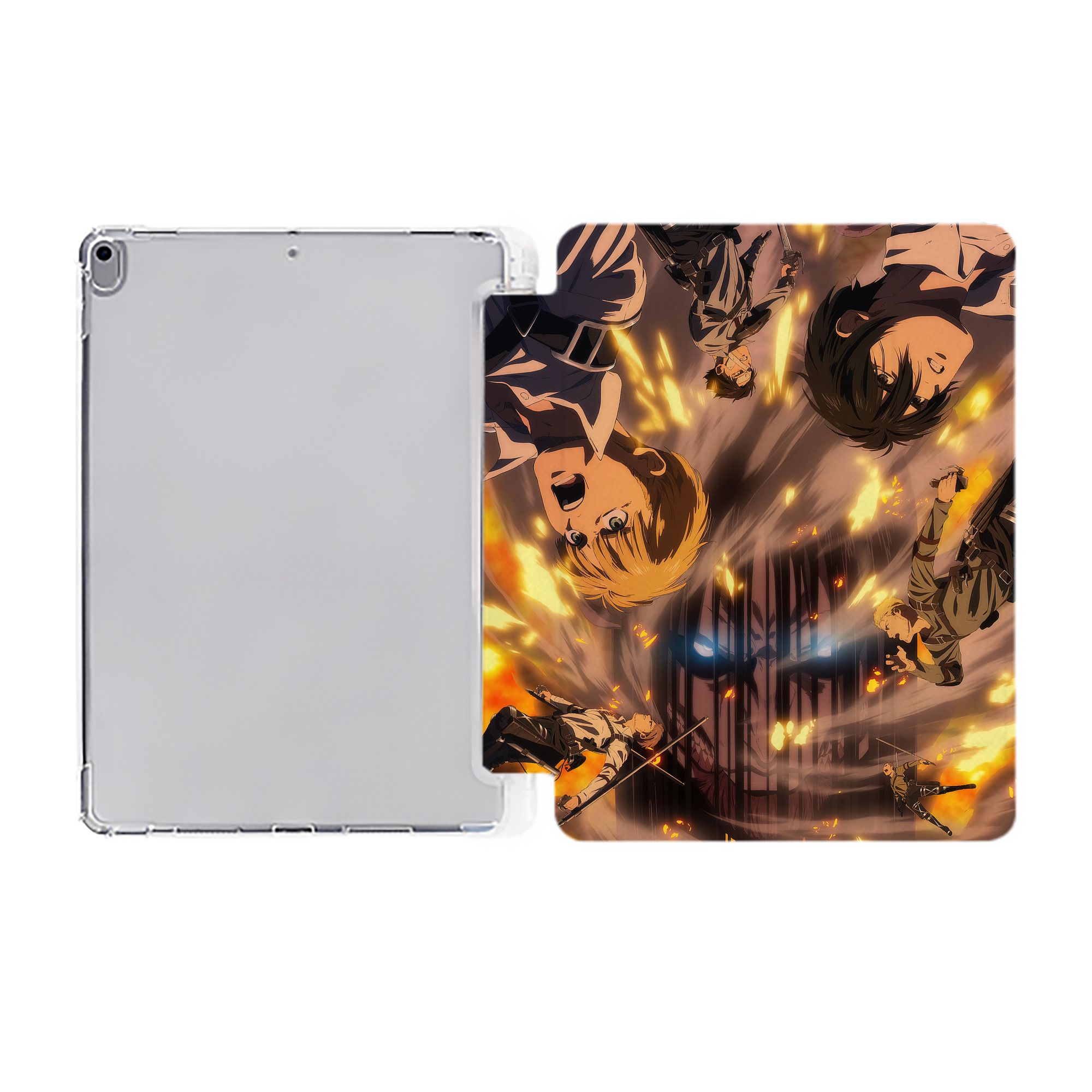 （画像用） 進撃の巨人 Attack on Titan IPad ケース ペン収納付き 三つ折りスタンド PUレザー×シリコン 対応機種9.5/10.5/10.9インチ